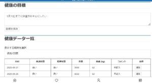 レポート画面と目標入力画面